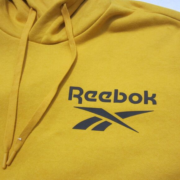Reebok Hoodie Adult Size M Golden Yellow Black Logo Long Sleeve Cotton Blend - Picture 10 of 12
